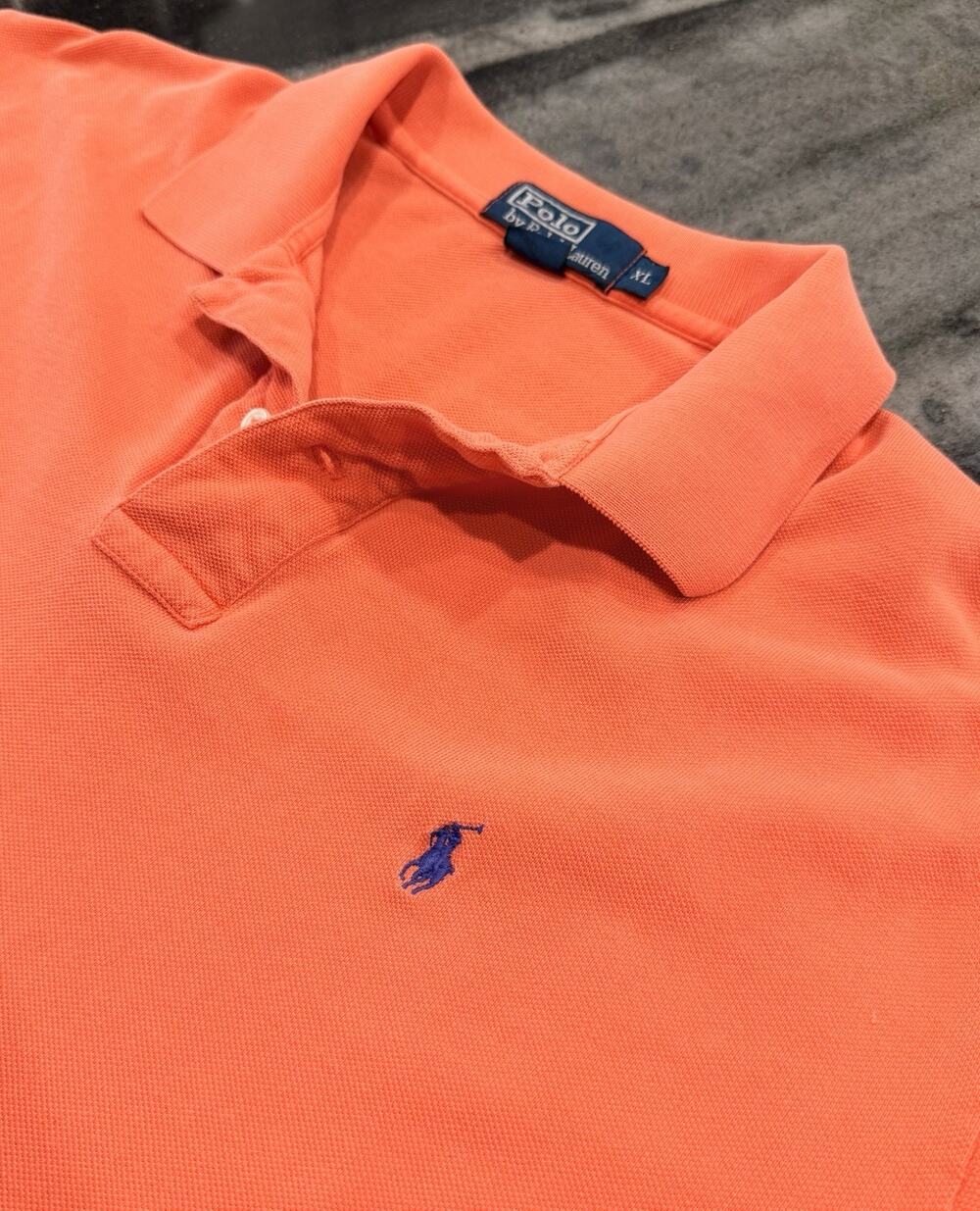 Polo Ralph Lauren Mens XL Orange Polo Shirt Blue Pony Logo Classic Fit